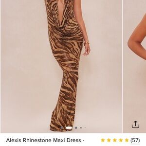 Fashion Nova Alexis Rhinestone Maxi Dress - Brown
